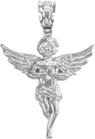 Claddagh Gold Religious Jewelry Textured 925 Sterling Silver Praying Angel Charm Pendant in Saudi Arabia