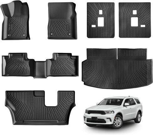 Floor Mats for Dodge Durango 7 Seats 2016-2024 2025, TPE Waterproof Non-Slip All Weather Protection Custom (Floor Mats & Cargo Liner) in Saudi Arabia
