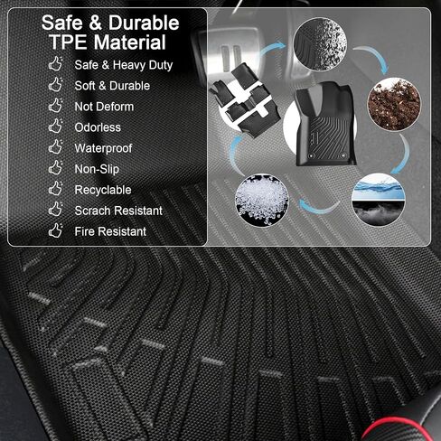 Floor Mats for Dodge Durango 7 Seats 2016-2024 2025, TPE Waterproof Non-Slip All Weather Protection Custom (Floor Mats & Cargo Liner) in Saudi Arabia