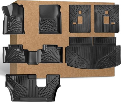 Floor Mats for Dodge Durango 7 Seats 2016-2024 2025, TPE Waterproof Non-Slip All Weather Protection Custom (Floor Mats & Cargo Liner) in Saudi Arabia