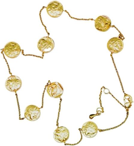 Retro matte gold mini coins Greek mythology Athena/owl portrait sweater chain 46CM in Saudi Arabia