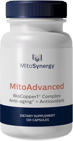 MitoAdvanced BioCopper1 (Cunermuspir) - كوكتيل الميتوكوندريا النحاسي المتوفر بيولوجيًا مع Coq10 والثيامين والريبوز والفولات والكولين وحمض البانتوثينيك - مضاد للشيخوخة، مضاد للشيب - 120 قيراط in Kuwait