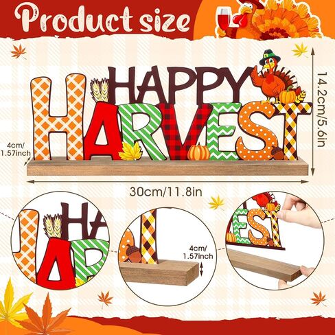Realspring Fall Decorations for Home Happy Thanksgiving Metal Sign Thanksgiving Table Decor Fall Tiered Tray Decor with Wood Base Rustic Metal Word Sign for Home Tabletop Centerpiece Mantel Shelf Desk in Saudi Arabia