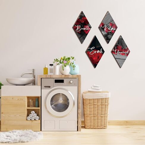 Jetec 4 Pcs Bathroom Decor Wall Art Relax Soak Unwind Breathe Wooden Sign Hanging Bathroom Decor for Bedroom Living Room Office Farmhouse Decorations (Farmhouse) in Saudi Arabia