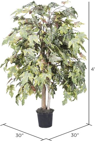 Vickerman 4' Artificial Frosted Maple Bush, Gray Plastic Container. in Saudi Arabia