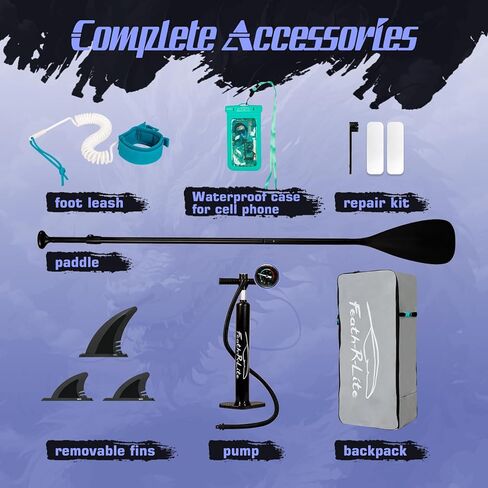 FunWater Inflatable Paddle Boards Ultra-Light SUP for All Skill Levels Everything Included with Stand Up Paddle Board, Adj Floating Paddle, Pump, Travel Backpack, Leash,Waterproof Bag(Light Blue) in Kuwait