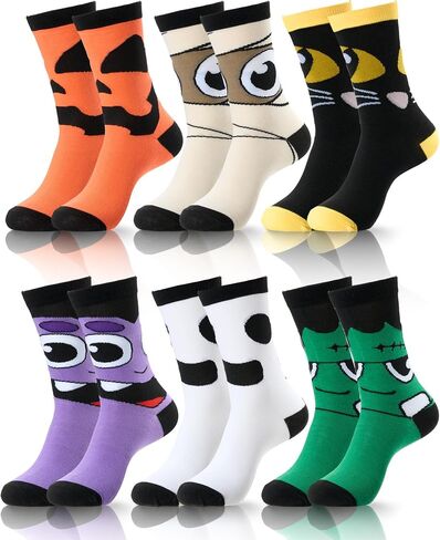 6 Pairs Halloween Socks for Women and Men Pumpkins Ghosts Holiday Novelty Crew Socks for Halloween Supply Gift in Saudi Arabia