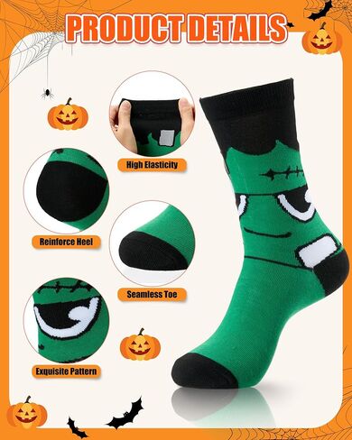 6 Pairs Halloween Socks for Women and Men Pumpkins Ghosts Holiday Novelty Crew Socks for Halloween Supply Gift in Saudi Arabia