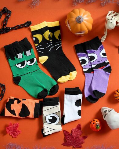 6 Pairs Halloween Socks for Women and Men Pumpkins Ghosts Holiday Novelty Crew Socks for Halloween Supply Gift in Saudi Arabia