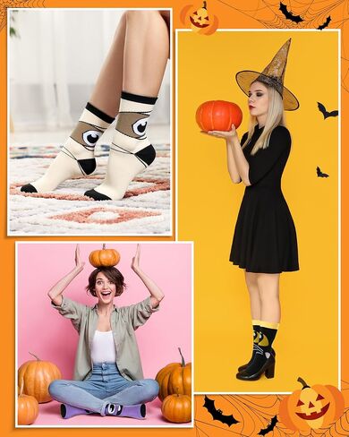6 Pairs Halloween Socks for Women and Men Pumpkins Ghosts Holiday Novelty Crew Socks for Halloween Supply Gift in Saudi Arabia