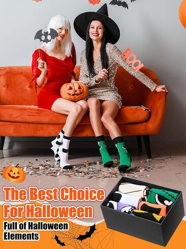 6 Pairs Halloween Socks for Women and Men Pumpkins Ghosts Holiday Novelty Crew Socks for Halloween Supply Gift in Saudi Arabia
