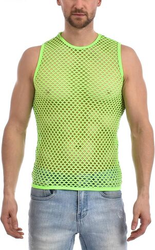 Gary Majdell Sport Men's See Through Spandex Fish Net Fitted Muscle Top for Club, Beach, or Gym Wear in Saudi Arabia