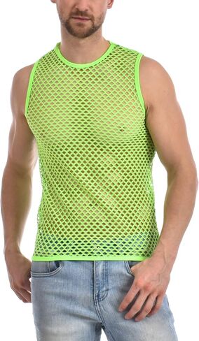 Gary Majdell Sport Men's See Through Spandex Fish Net Fitted Muscle Top for Club, Beach, or Gym Wear in Saudi Arabia