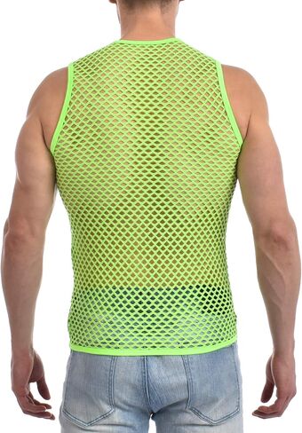 Gary Majdell Sport Men's See Through Spandex Fish Net Fitted Muscle Top for Club, Beach, or Gym Wear in Saudi Arabia