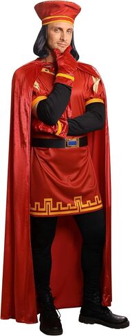 Mens 7 Pcs Red King Costume Halloween Party Cosplay Outfit Set Top Cape Hat Belt Gloves Wig (S-3XL) in Saudi Arabia