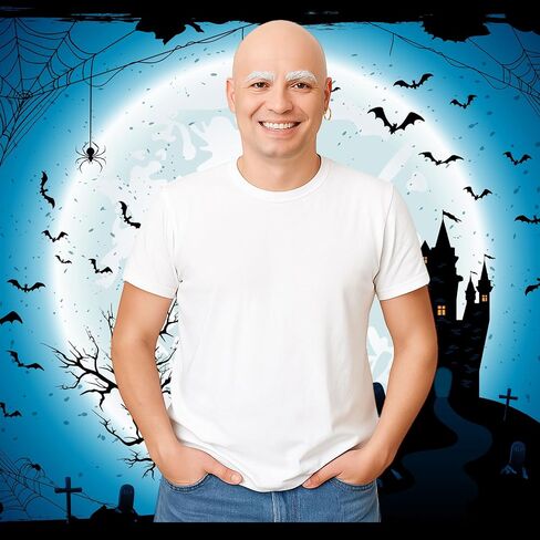 Jecery 5 Pcs Halloween Cleaner Costume Man Bald Cleaning Costume Accessories White T Shirt Bald Cap Set for Adults Cosplay in Saudi Arabia