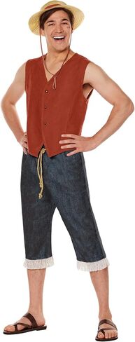 روح الهالوين قطعة واحدة للبالغين قبعة من القش زي لوفي | زي الرسوم المتحركة Monkey D. Luffy المرخص رسميًا in Saudi Arabia