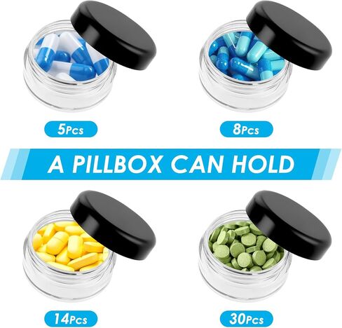 5PCS Small Pill Box, Portable Round Pill Case, Daily Mini Pills Organizer for Purse Pocket, Travel Medicine Dispenser Container for Vitamin Medication Fish Oil Supplement in Saudi Arabia
