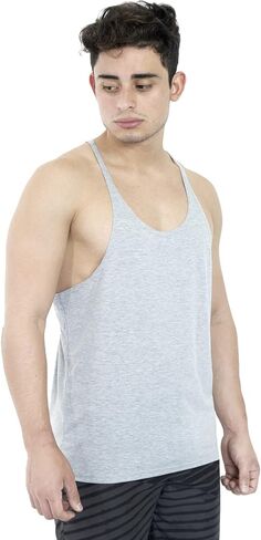 Men’s Thin Strap Stringer Tank Top for Weightlifting, Bodybuilding, and Fitness Workouts, Cotton Blend in Saudi Arabia