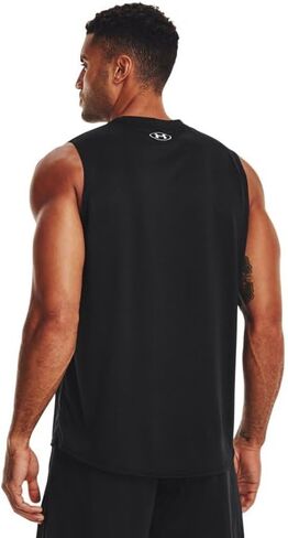 Under Armour Team Tech Mens Sleeveless Tank LT Black-White in Saudi Arabia