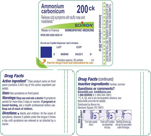 Boiron Ammonium Carbonicum 200Ck for Cold Symptoms with Stuffy Nose & Nosebleeds - 80 Pellets in Saudi Arabia