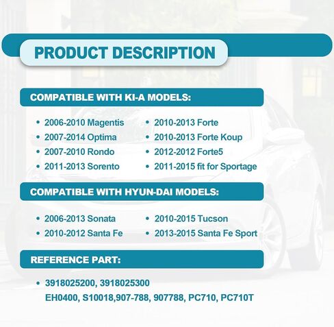 استبدال مستشعر موضع العمود المرفقي لشركة Hyundai Sonata 2006-2014، Santa Fe 2010-2014، Tucson، Kia Optima، Sorento، Forte - أرقام الأجزاء 39180-25200، 39180-25300، 907-788، SU9164 in Saudi Arabia