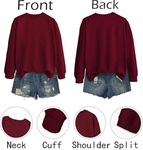 FORHVIPS All Peopled Out Sweatshirt Women Long Sleeve Letter Print Graphic Tee Fall Crew Neck Funny Sayings Pullover Top in Saudi Arabia