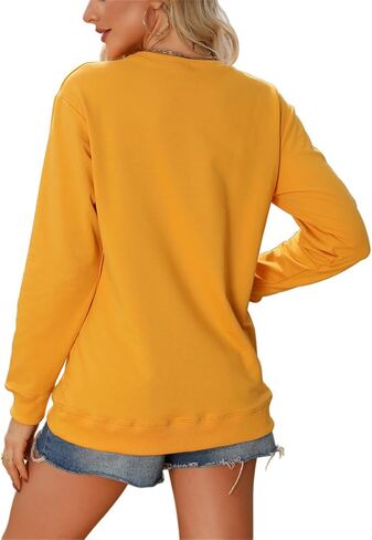 FORHVIPS All Peopled Out Sweatshirt Women Long Sleeve Letter Print Graphic Tee Fall Crew Neck Funny Sayings Pullover Top in Saudi Arabia