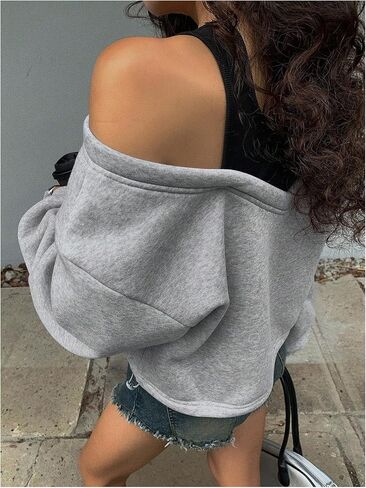 Women's Off The Shoulder Sweatshirt Graphic Long Sleeve Pullover Y2k Tops Trendy Streetwear in Saudi Arabia