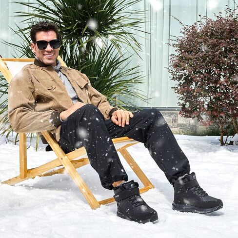 FitVille Wide Width Mens Winter Boots Fur Lined Mens Extra Wide Snow Boots Lightweight Non Slip Hiking Boots Outdoor Mens Diabetic Shoes for Flat Feet in Kuwait