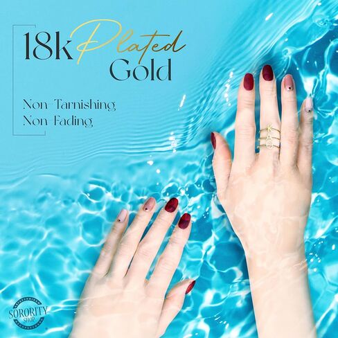 Sorority Shop Delta Delta Delta Ring Set - Stacking Adjustable Rings made with 18k Gold-Plated Stainless Steel in Saudi Arabia