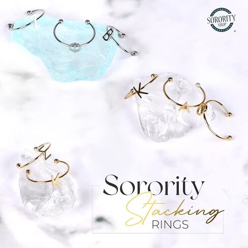 Sorority Shop Delta Delta Delta Ring Set - Stacking Adjustable Rings made with 18k Gold-Plated Stainless Steel in Saudi Arabia