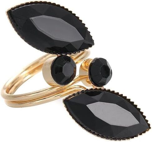 Black Rhinestone Leaf Statement Wedding Ring for Women Fashion Sparkly Cubic Zirconia Crystal Birthstone Wrap Finger Band Open Cocktail Party Prom Promise Love Bridal Stacking Rings Dainty Jewelry in Saudi Arabia