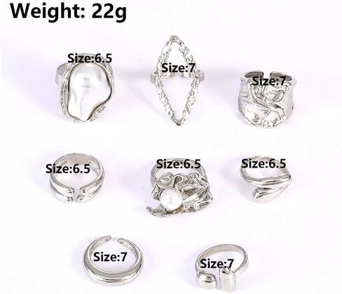 Stackable Chunky Geometric Knuckle Rings Set for Women,Vintage Baroque Pearl Open Midi Finger Ring,Trendy Party Banquet Jewelry Accessories Gift in Saudi Arabia
