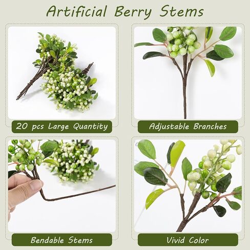 SHACOS Artificial Blue Berry Stems Pack of 20 Fake Berries with Green Leaves Fake Blueberries Spray Pick 9.8 inch for Christmas Decorations Crafts Holiday Home Decor (20 PCS, Berry Blue) in Saudi Arabia