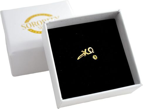 Sorority Shop Sigma Sigma Sigma Ring- 18k Gold-Plated Wraparound Ring with Amethyst Gemstone and Tri Sigma Greek Letters, Sorority Jewelry Gift in Saudi Arabia