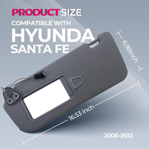 واقي من الشمس بجانب السائق مع بديل للضوء يناسب Hyundai Santa Fe 2006-2012 ظلة 852100W110J4 اللون رمادي (رمادي (جانب السائق)) in Kuwait