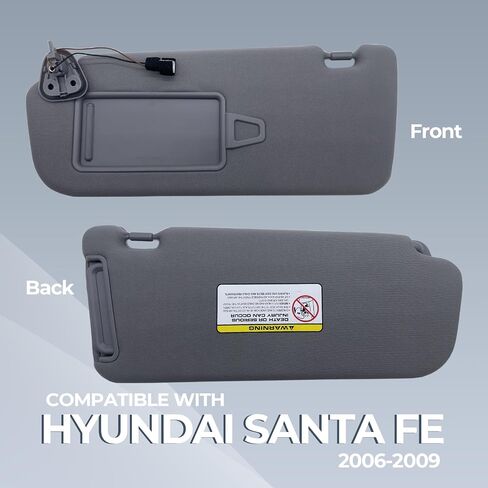 واقي من الشمس بجانب السائق مع بديل للضوء يناسب Hyundai Santa Fe 2006-2012 ظلة 852100W110J4 اللون رمادي (رمادي (جانب السائق)) in Kuwait