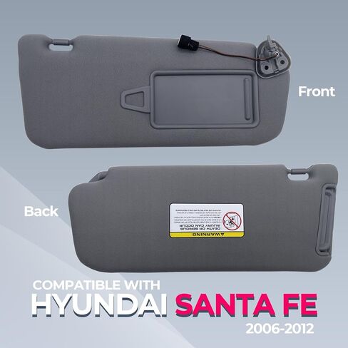 Driver Side Sun Visor with Light Replacement Fits for Hyundai Santa Fe 2006-2012 Sunshade 852100W110J4 Color Gray (Gray(Driver Side)) in Saudi Arabia