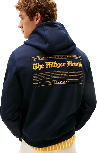 سترة بغطاء للرأس من القطن متوسط ​​الوزن للرجال من Tommy Hilfiger مع شعار هيرالد المميز in Saudi Arabia