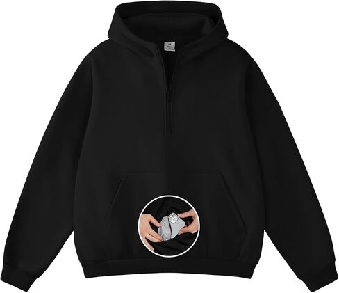 FAIABLE Mens Hoodies Half Zip Up Oversized Sweatshirts Fleece Cotton Quarter Zip Hoodie Pullover Fall Winter Outfit in Kuwait