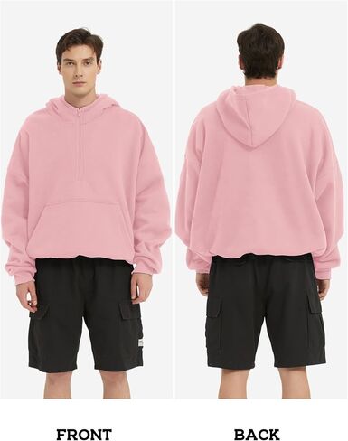 FAIABLE Mens Hoodies Half Zip Up Oversized Sweatshirts Fleece Cotton Quarter Zip Hoodie Pullover Fall Winter Outfit in Kuwait