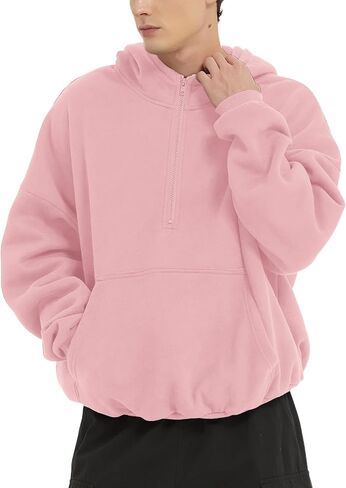 FAIABLE Mens Hoodies Half Zip Up Oversized Sweatshirts Fleece Cotton Quarter Zip Hoodie Pullover Fall Winter Outfit in Kuwait