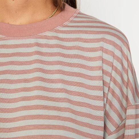 Meiweileya المرأة مخطط كم طويل البلوز Y2k قطرة الكتف اقتصاص القمم Crewneck Preppy الجنية الجرونج الخريف البلوز in Saudi Arabia
