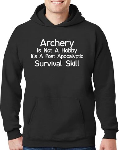 Archery Is Not A Hobby It's A Post Apocalyptic Survival Skill - New Adult Men's Hoodie Sweatshirt CP05 Black in Saudi Arabia