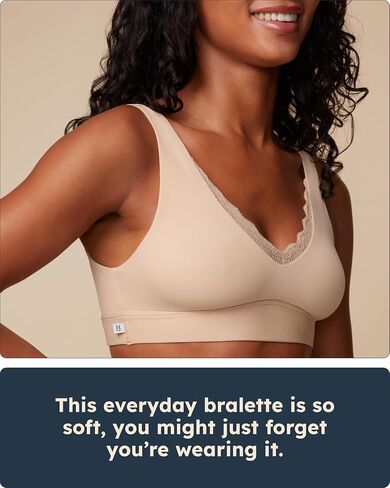 Bliss Lace Bralette - Ultra-Soft, Lightweight, Lace Trim Bralette for Women with No Cups, Wires or Padding in Saudi Arabia