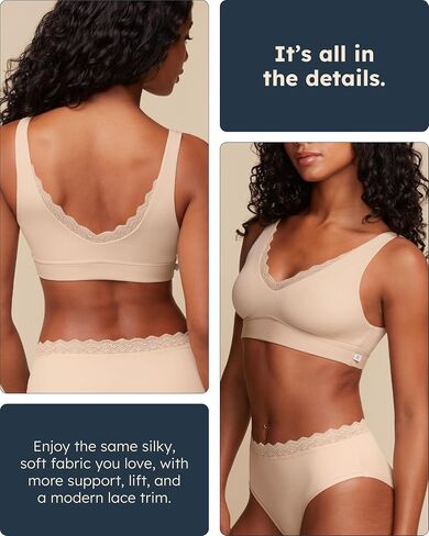 Bliss Lace Bralette - Ultra-Soft, Lightweight, Lace Trim Bralette for Women with No Cups, Wires or Padding in Saudi Arabia