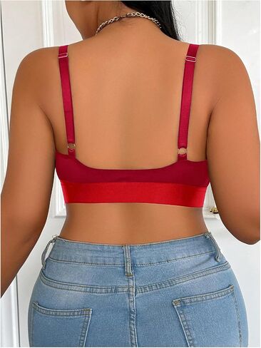 MakeMeChic Women's Plus Size Bra Floral Lace Front Closure Spaghetti Strap Bralette Underwear in Saudi Arabia