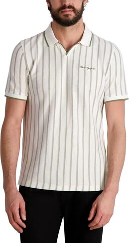 KARL LAGERFELD Men's Striped Collared Short Sleeve Polo in Saudi Arabia