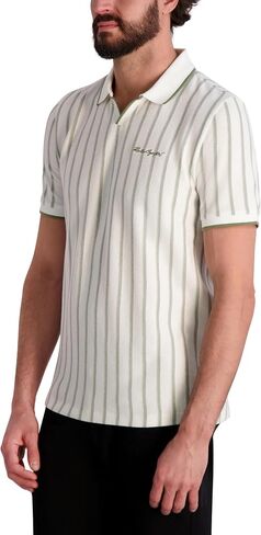 KARL LAGERFELD Men's Striped Collared Short Sleeve Polo in Saudi Arabia